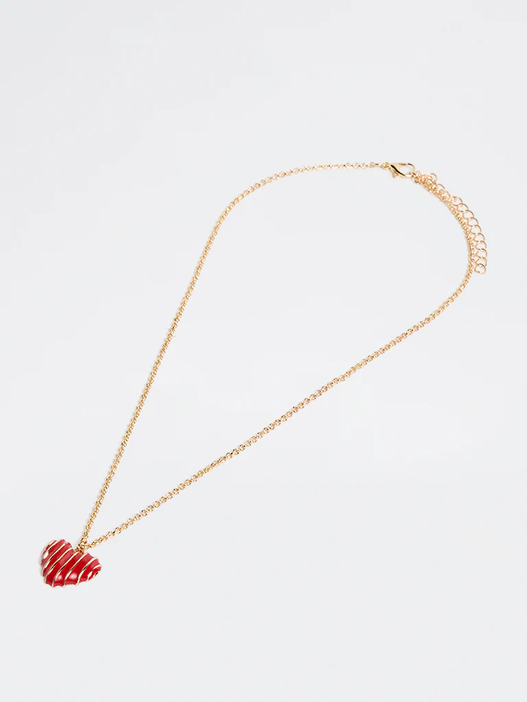 Westside Accessories Red and Gold Heart Pendant Necklace - Image 2