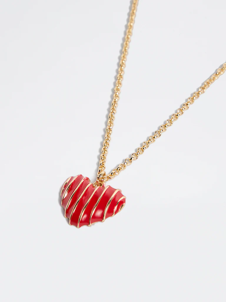 Westside Accessories Red and Gold Heart Pendant Necklace - Image 3
