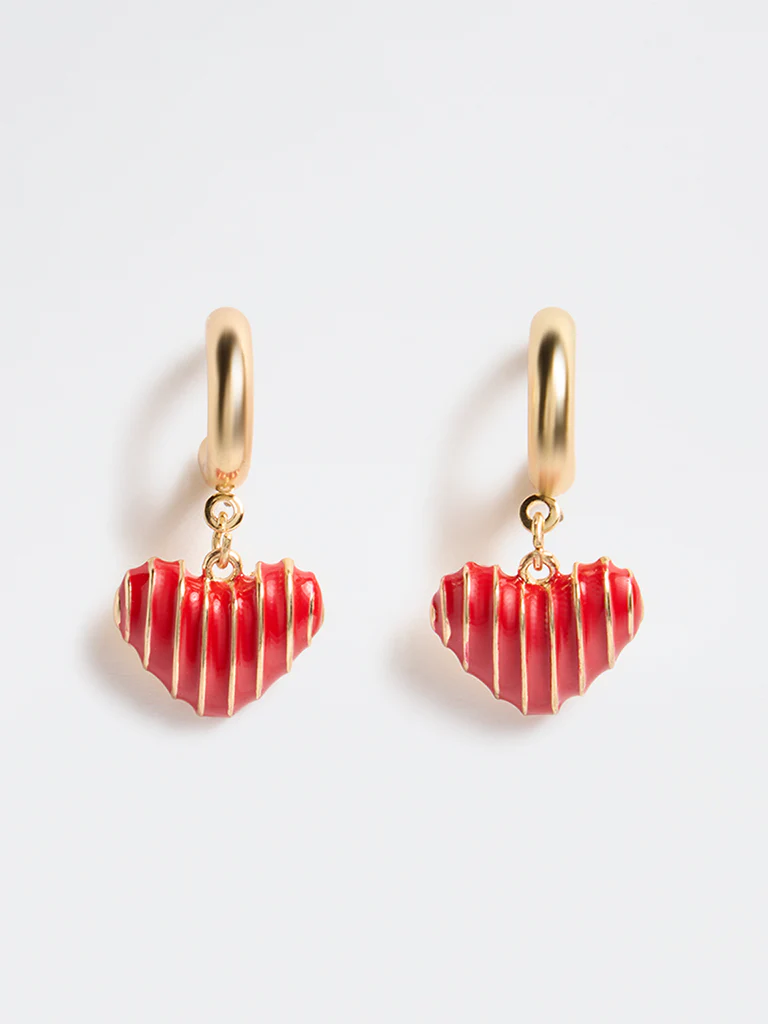 Westside Accessories Red Heart Dangler Earrings