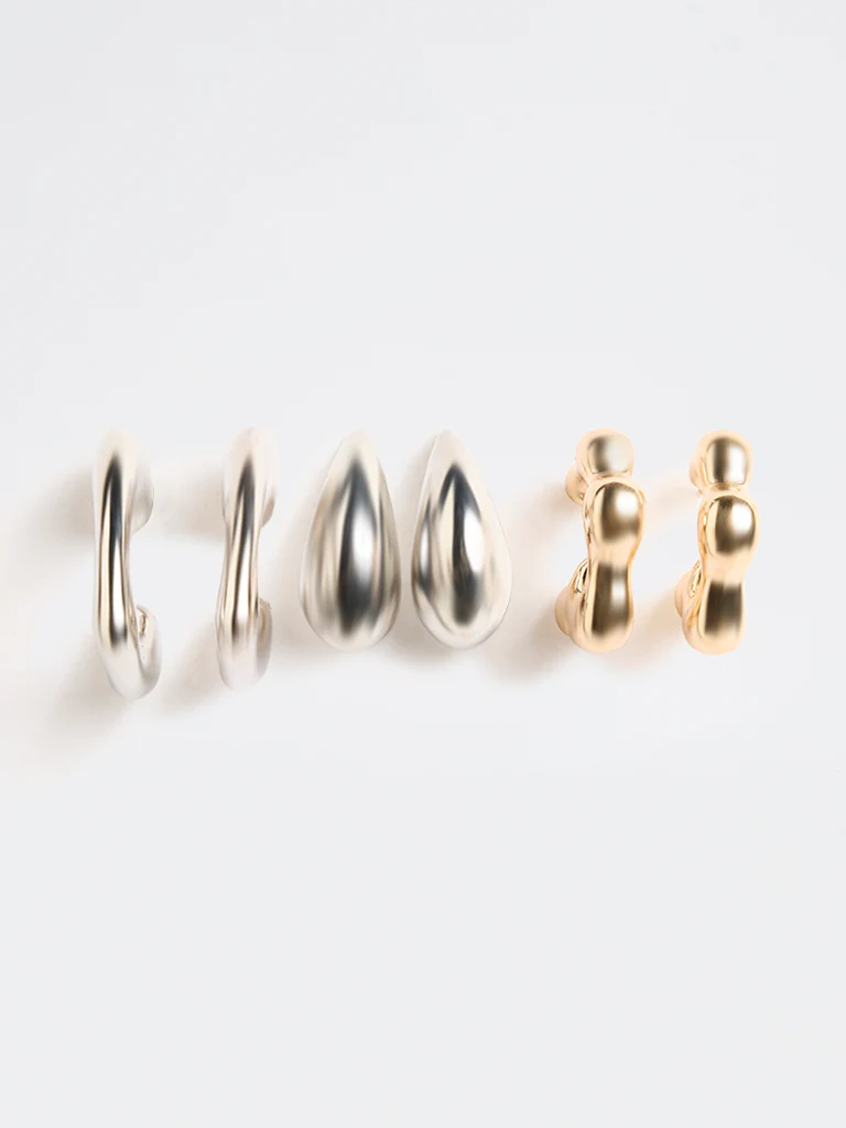 Westside Accessories Silver and Gold Multi Hoop Earrings - Pack of 3