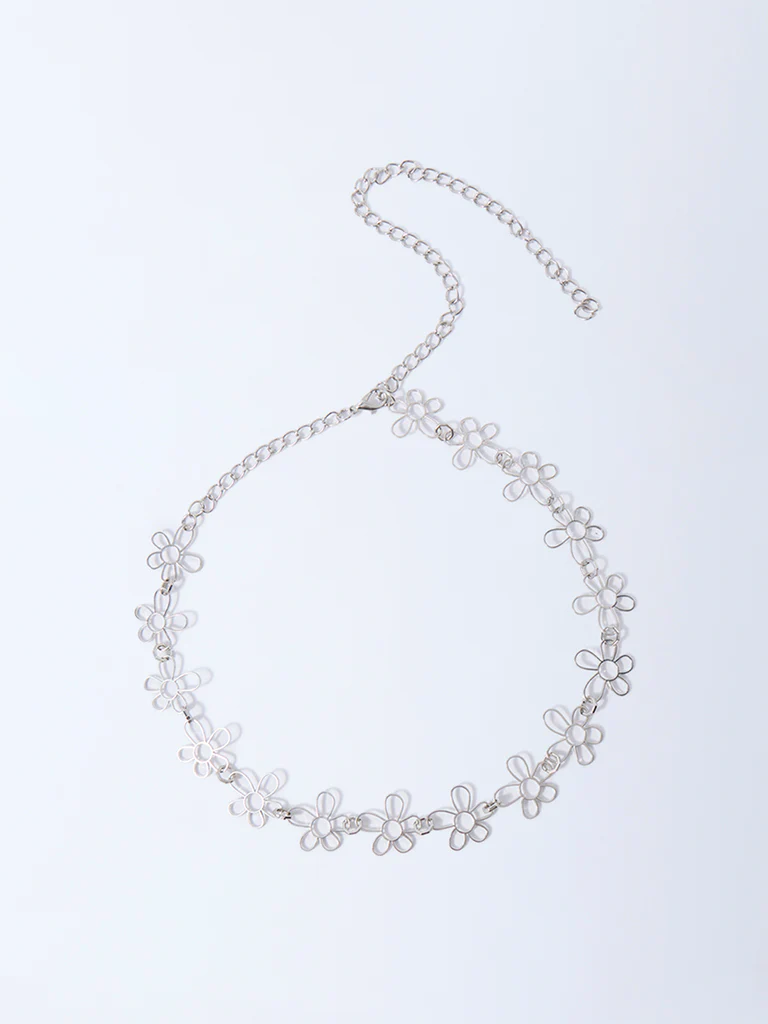Westside Accessories Silver Floral Metal Chain Belt