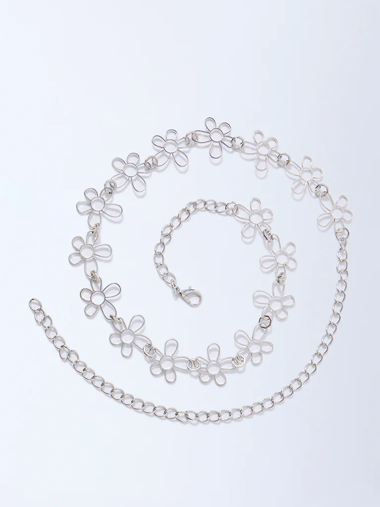 Westside Accessories Silver Floral Metal Chain Belt - Image 2