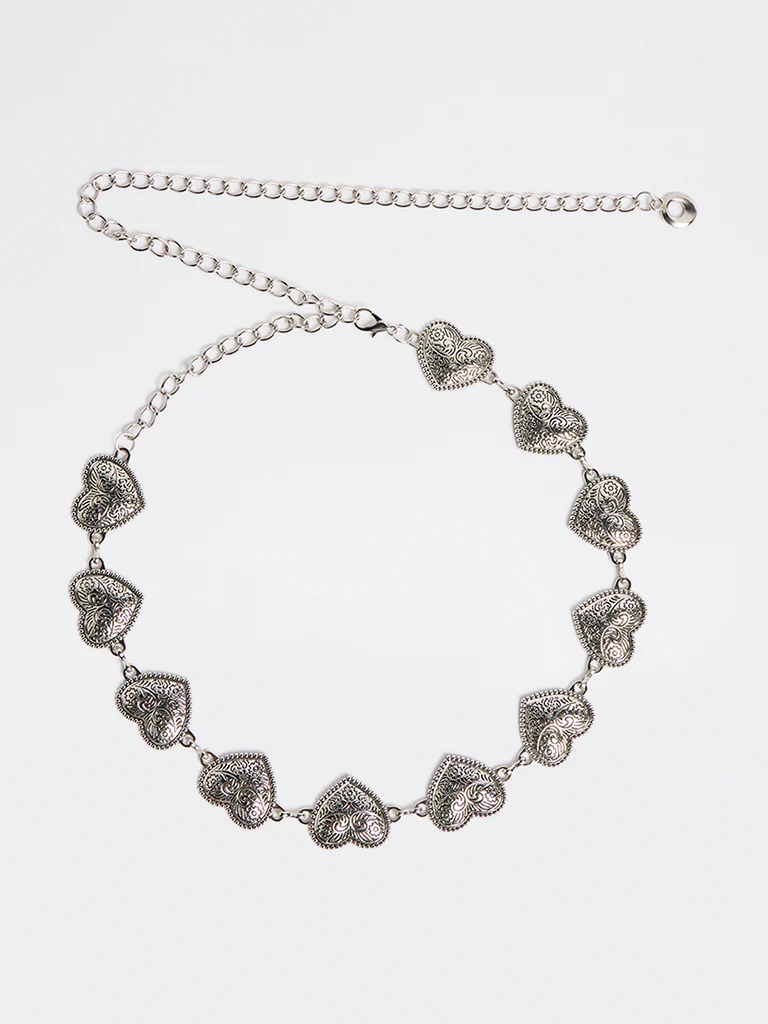 Westside Accessories Silver Heart Concho Metal Belt