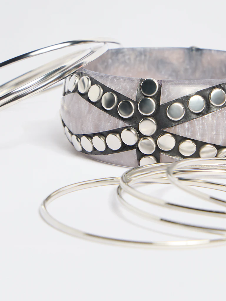 Westside Accessories Silver Resin Bangles - Pack of 8 - Image 3