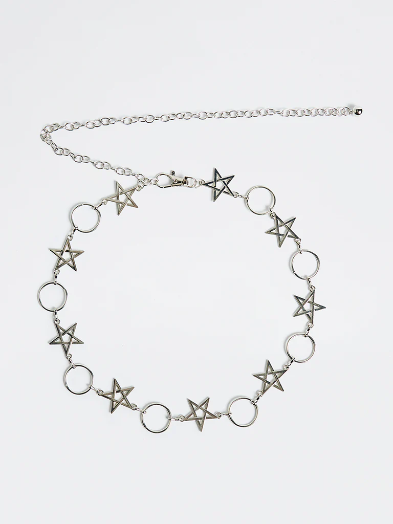 Westside Accessories Silver Star-Ring Metal Belt