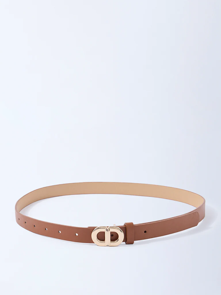 Westside Accessories Tan Buckle-Detailed Belt