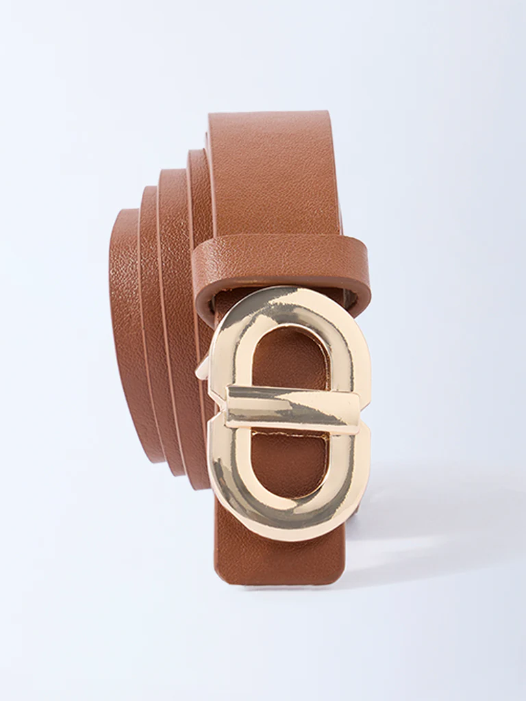 Westside Accessories Tan Buckle-Detailed Belt - Image 2
