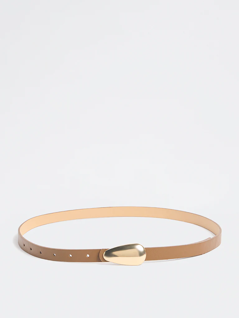 Westside Accessories Tan Droplet Buckle Belt
