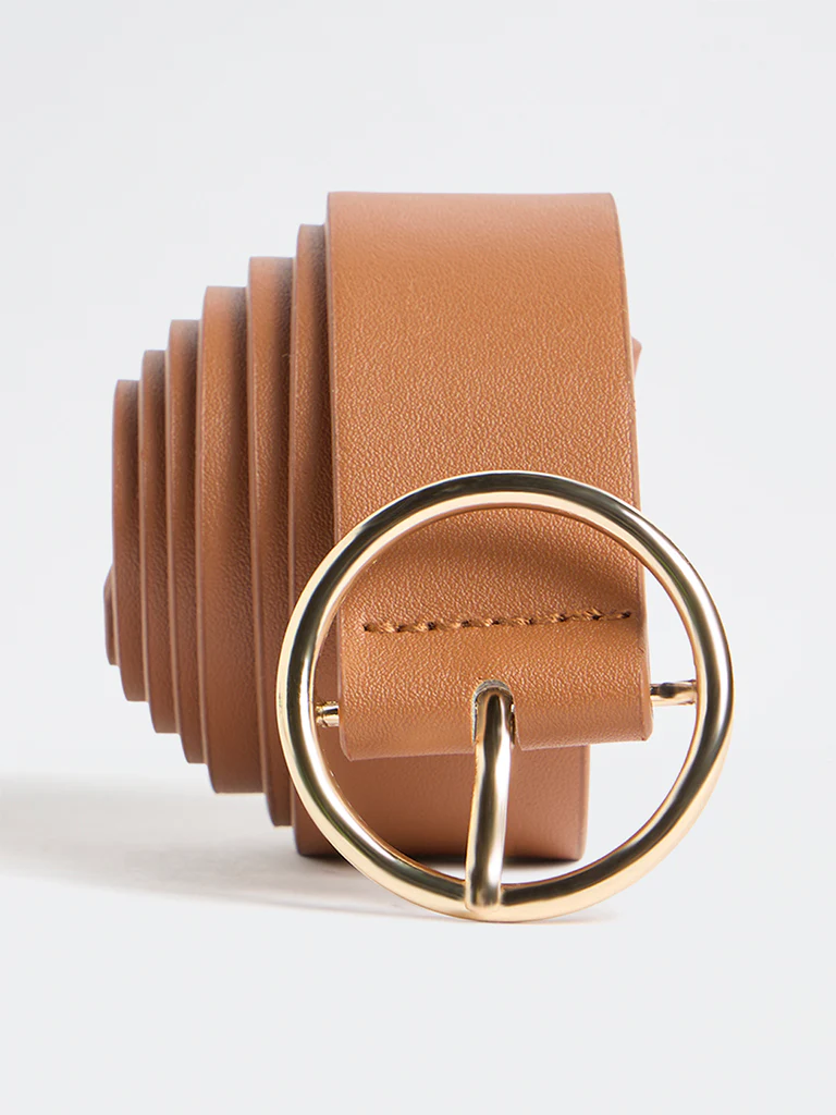 Westside Accessories Tan Round Buckle Belt