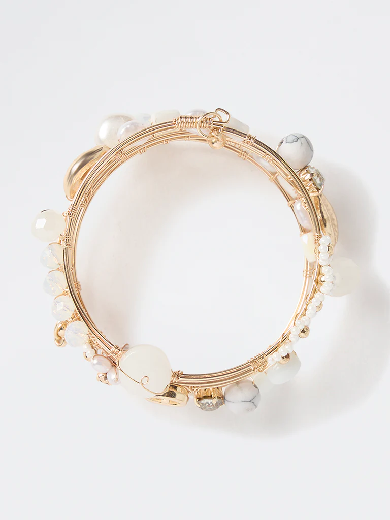 Westside Accessories White Beaded Coil Bracelet