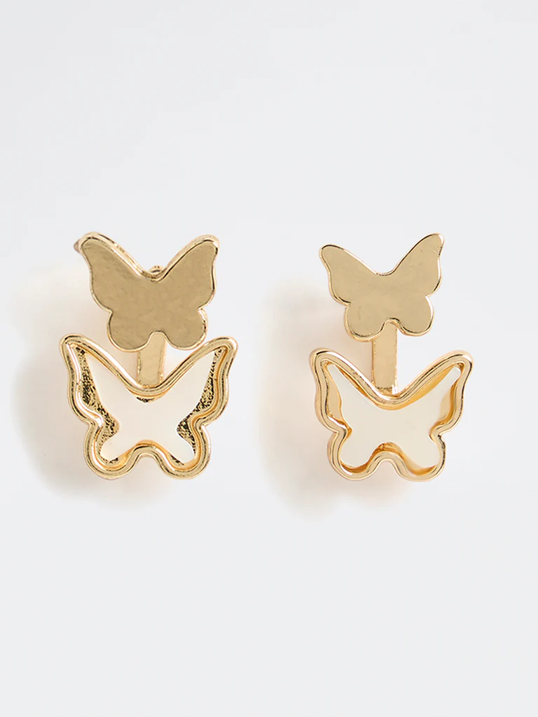 Westside Accessories White Butterfly Stud Earrings
