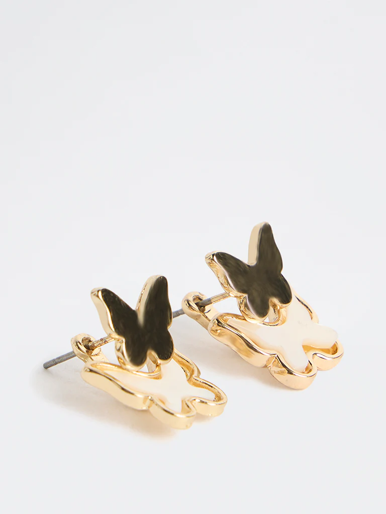 Westside Accessories White Butterfly Stud Earrings - Image 2
