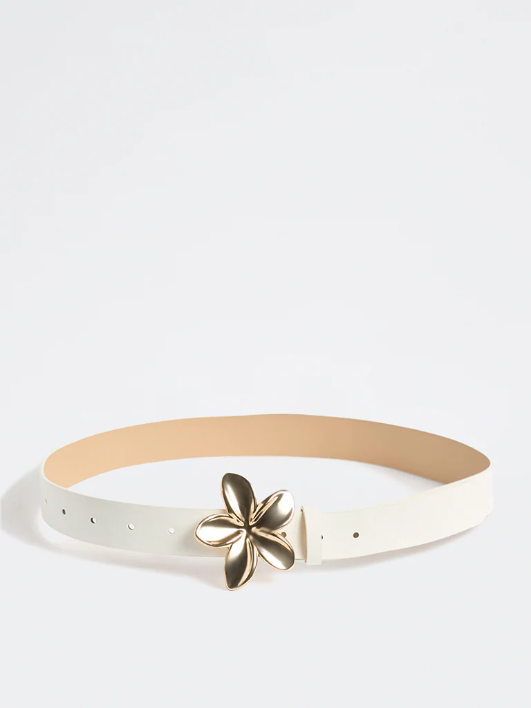 Westside Accessories White Floral Buckle Belt - Image 2