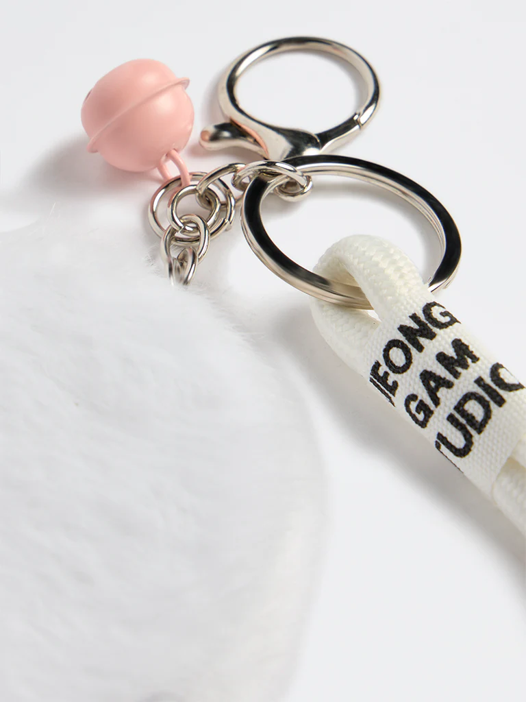 Westside Accessories White Fur-Textured Pocket Mirror Charm - Image 3