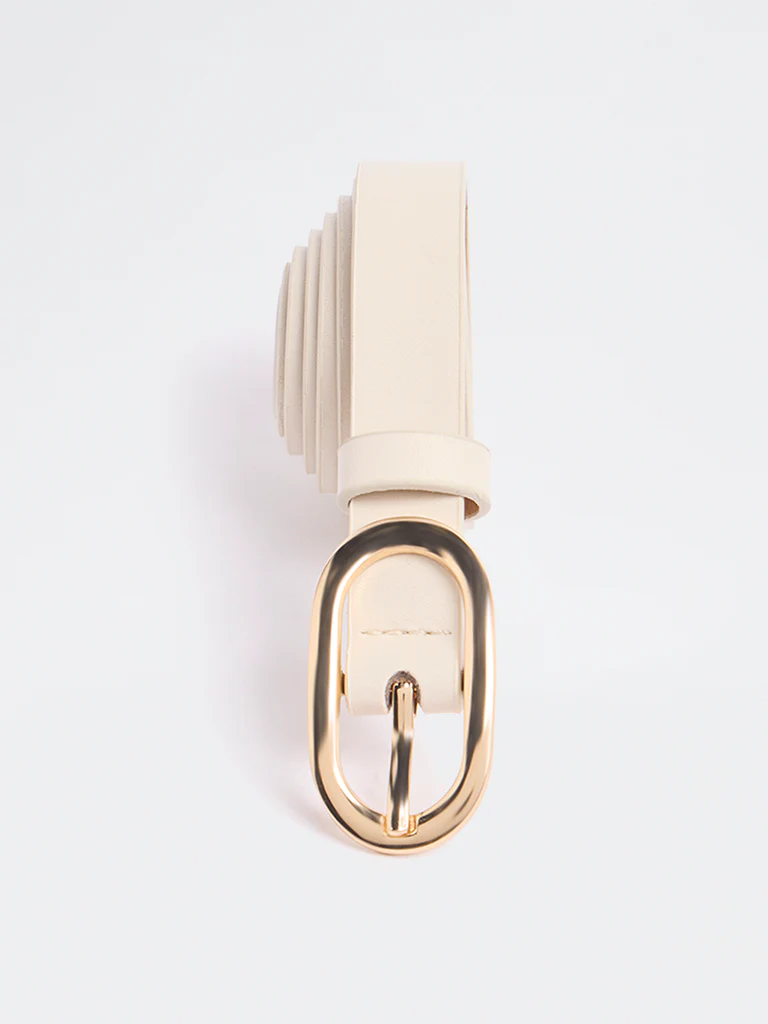 Westside Accessories White Oval-Buckle Belt