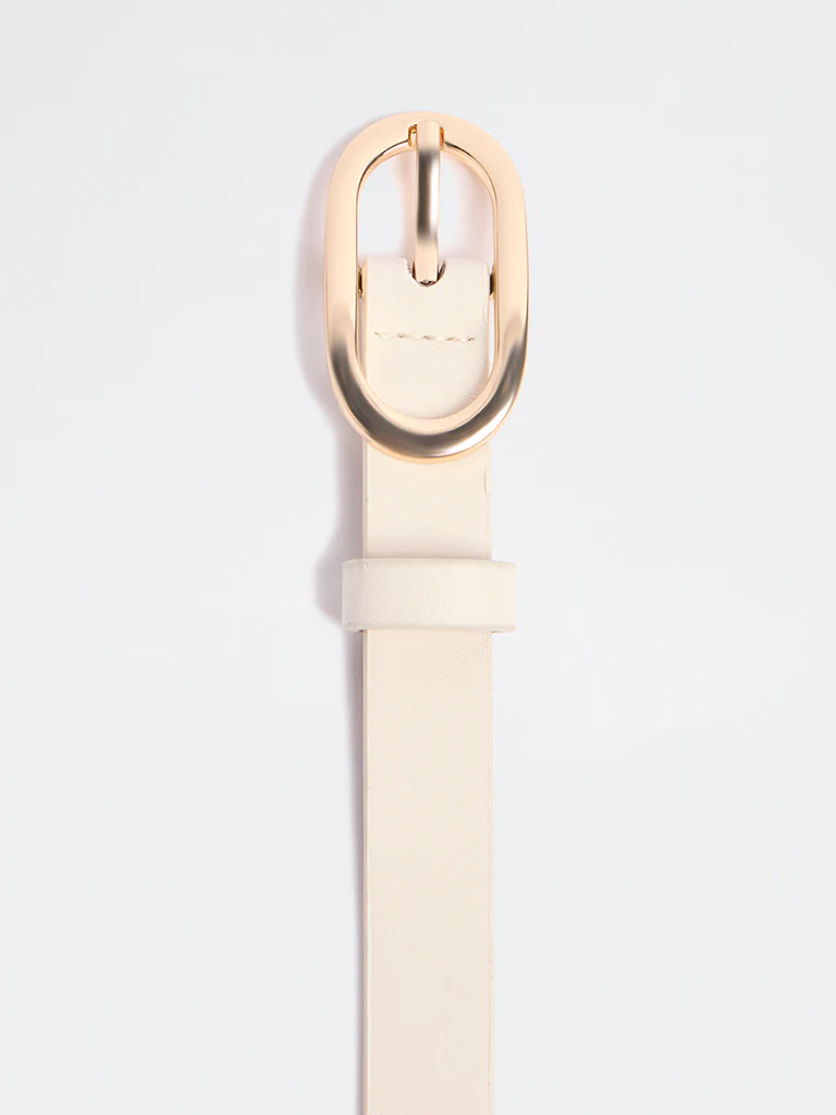 Westside Accessories White Oval-Buckle Belt - Image 3