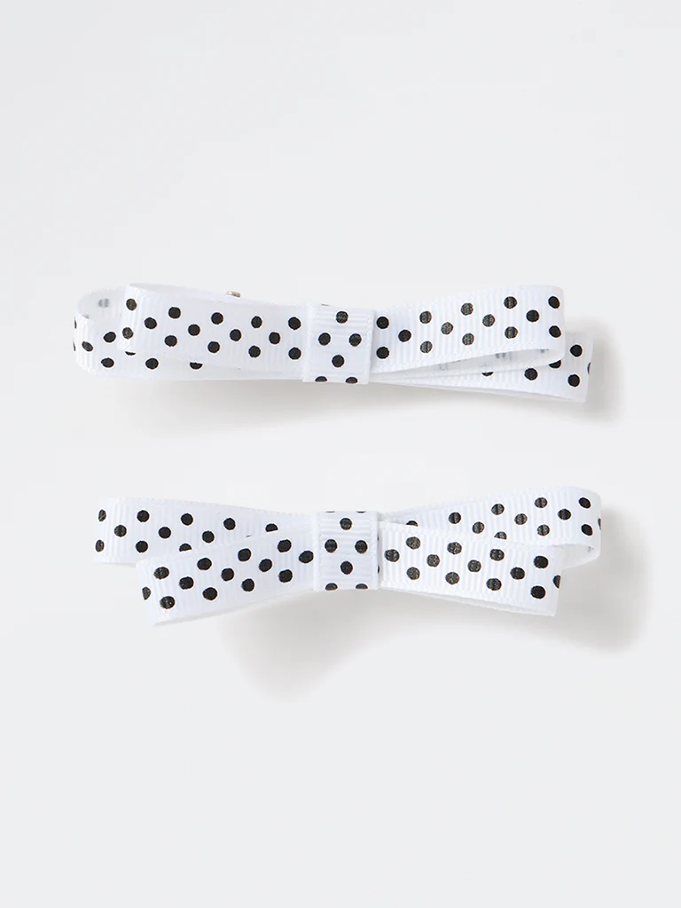 Westside Accessories White Polka Dot Bow Clips - Pack of 2