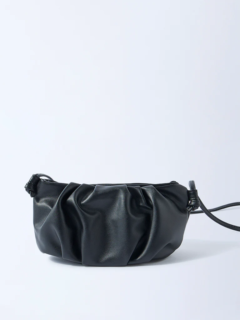 Westside Black Pleated Clutch Bag with Sling