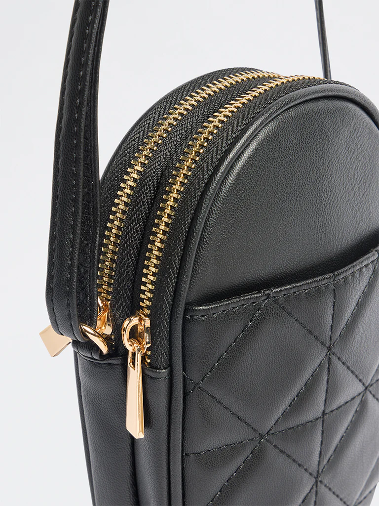 Westside Black Quilted Phone Sling Bag - Image 2