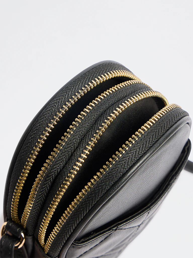 Westside Black Quilted Phone Sling Bag - Image 3