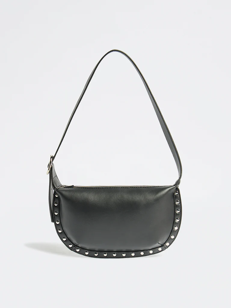Westside Black Stud-Detail Shoulder Bag