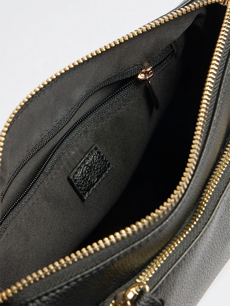 Westside Black Stud-Detail Textured Sling Bag - Image 4