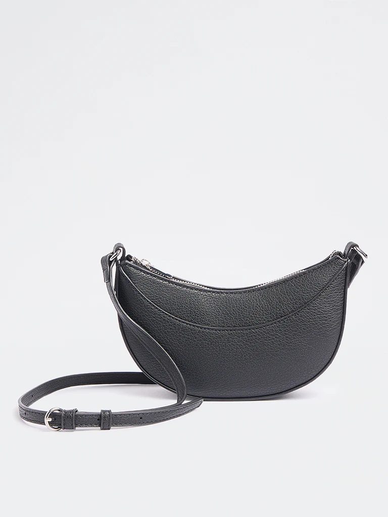 Westside Black Textured Crescent Sling Bag