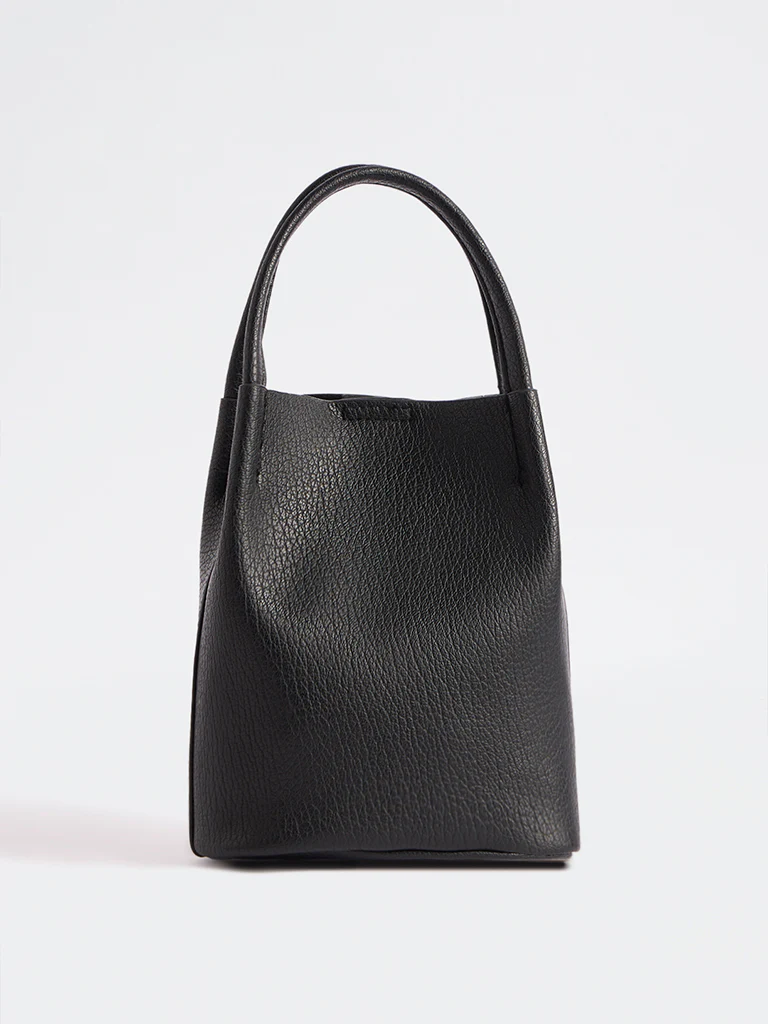 Westside Black Textured Mobile Sling Bag with a Pouch