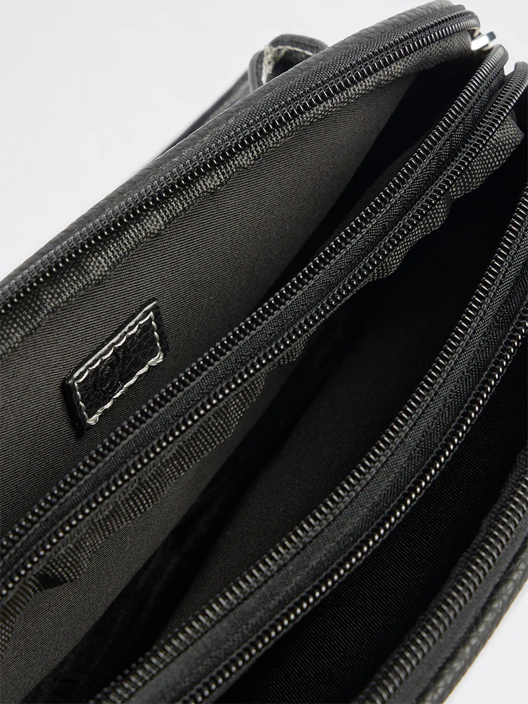 Westside Black Textured Shoulder Bag with a Scarf - Image 4