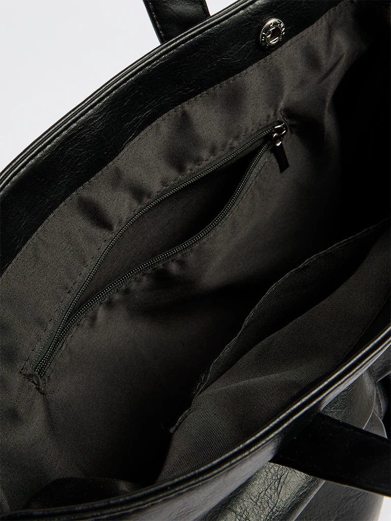 Westside Black Textured Tote Bag - Image 4