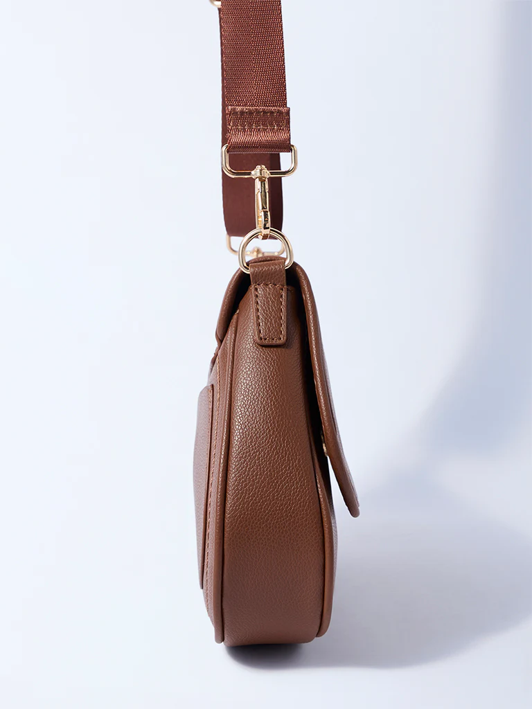Westside Brown Asymmetric Sling Bag - Image 4