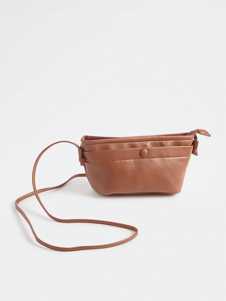 Westside Brown Button-Detail Sling Bag - Image 2