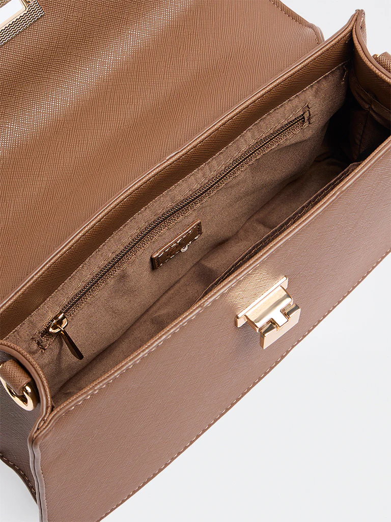 Westside Brown Satchel Bag with Sling - Image 3
