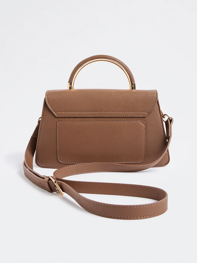 Westside Brown Satchel Bag with Sling - Image 4