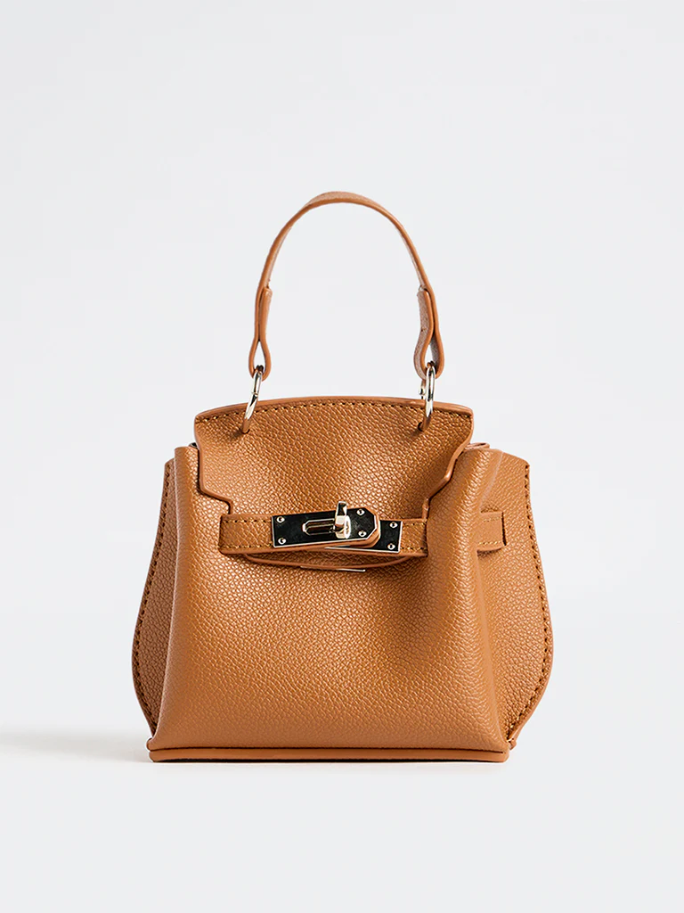 Westside Brown Textured Mini Sling Bag