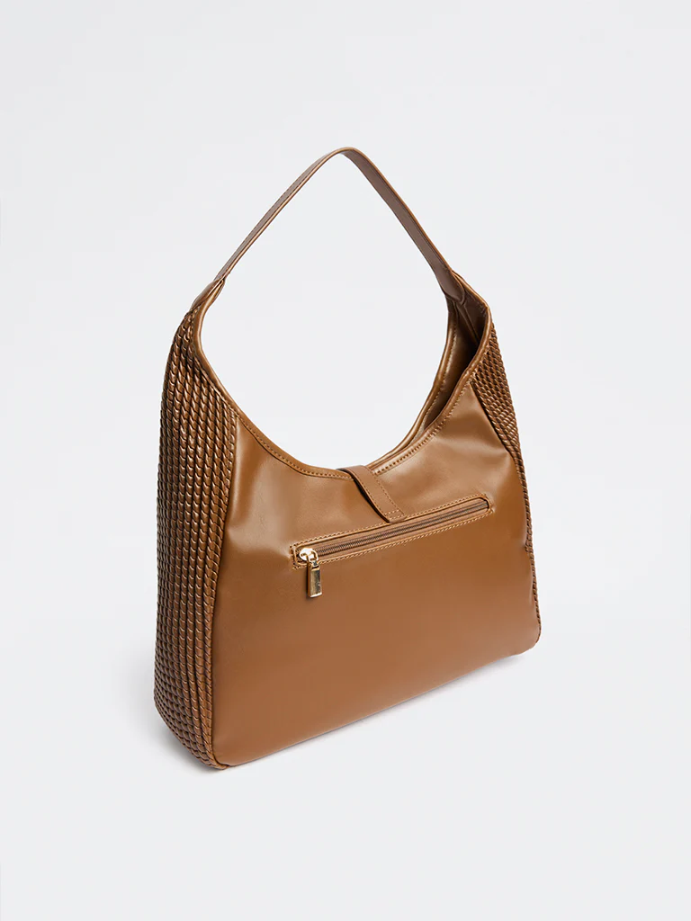 Westside Brown Woven-Textured Hobo Bag - Image 2