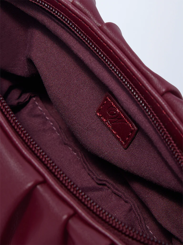 Westside Burgundy Pleated Sling Bag - Image 3