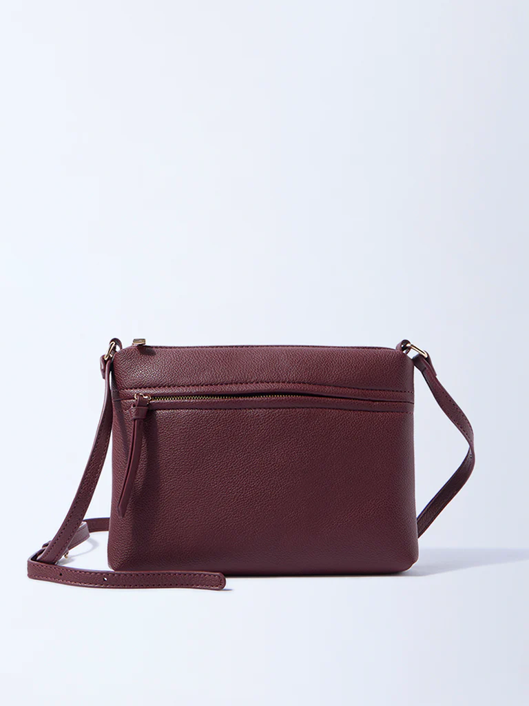 Westside Burgundy Textured Sling Bag