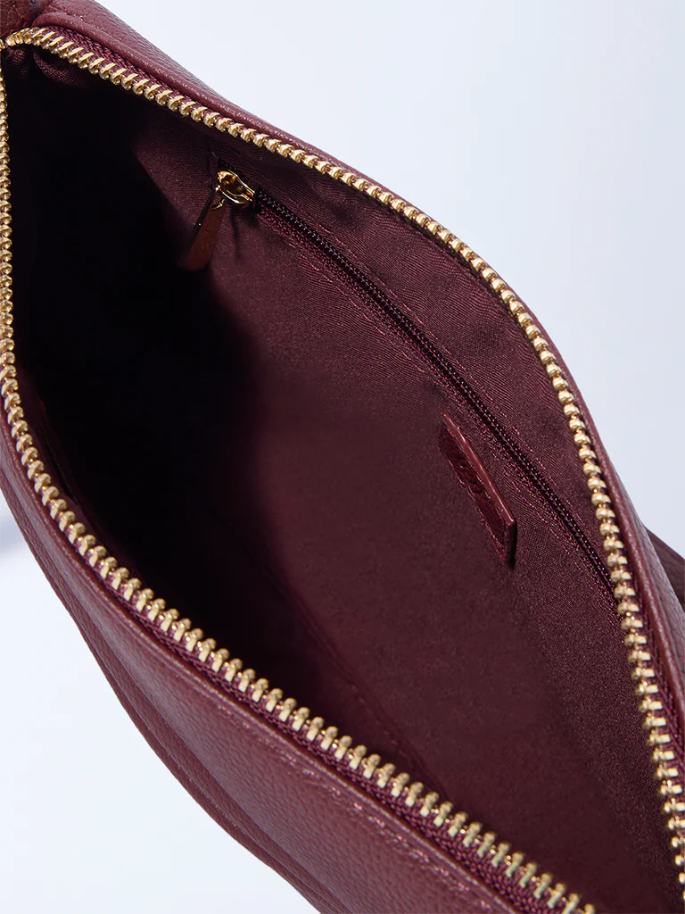 Westside Burgundy Textured Sling Bag - Image 3