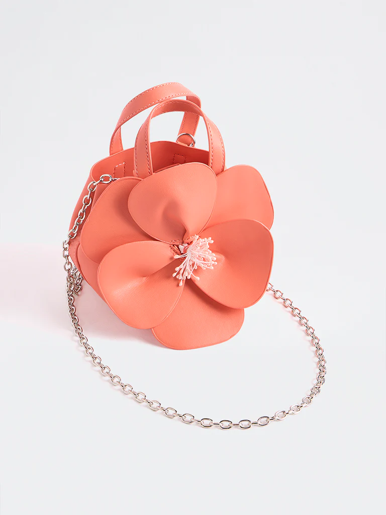 Westside Coral Floral Embellished Handbag with a Pouch - Image 2