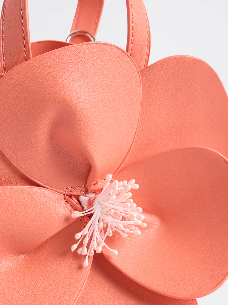Westside Coral Floral Embellished Handbag with a Pouch - Image 3