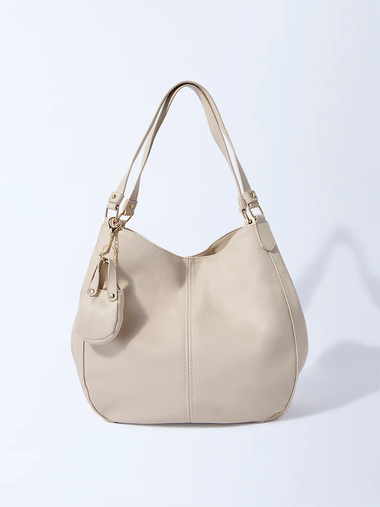 Westside Cream Shoulder Bag with Bag Charm