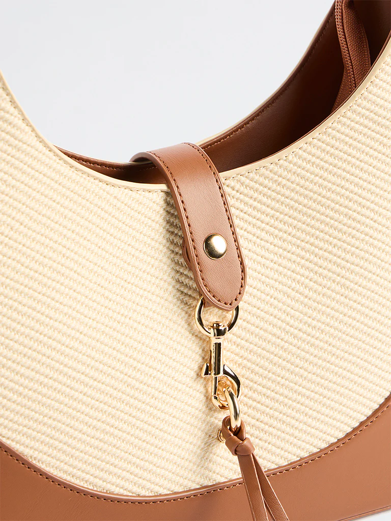 Westside Cream Textured Canvas Shoulder Bag - Image 3