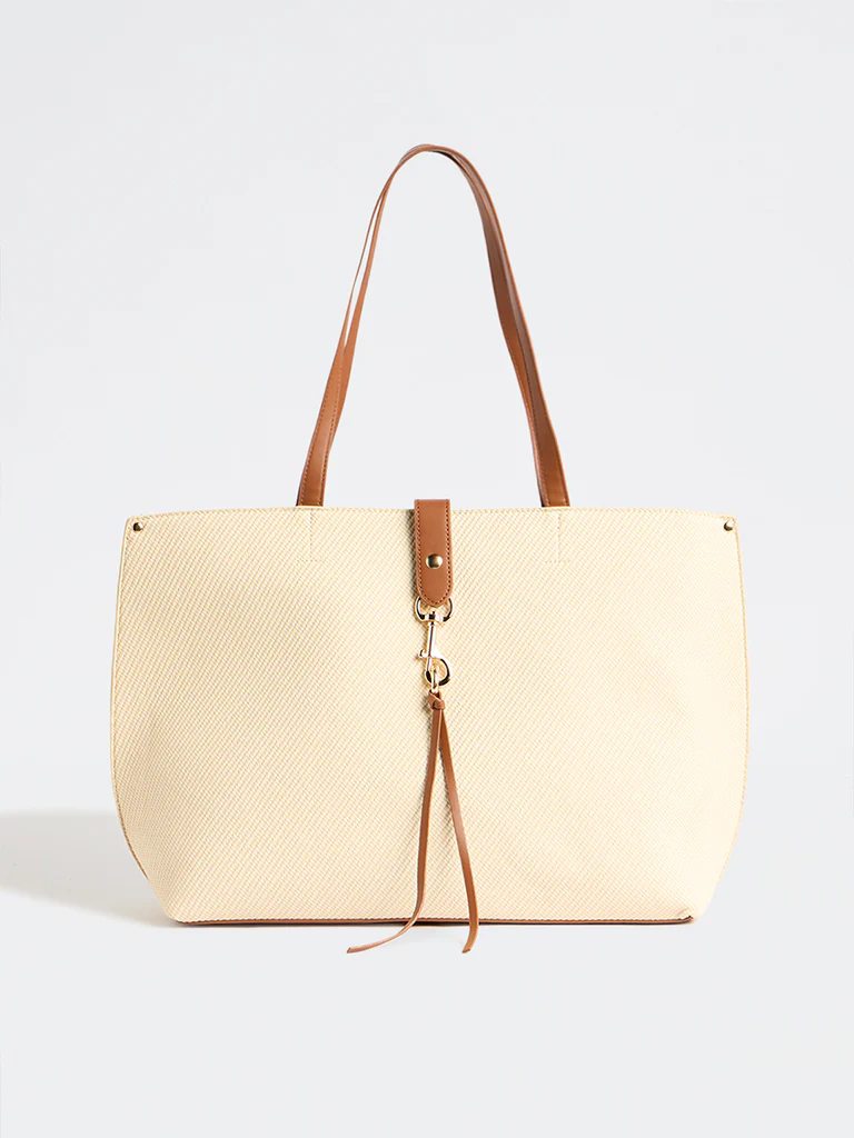 Westside Cream Textured Canvas Tote Bag