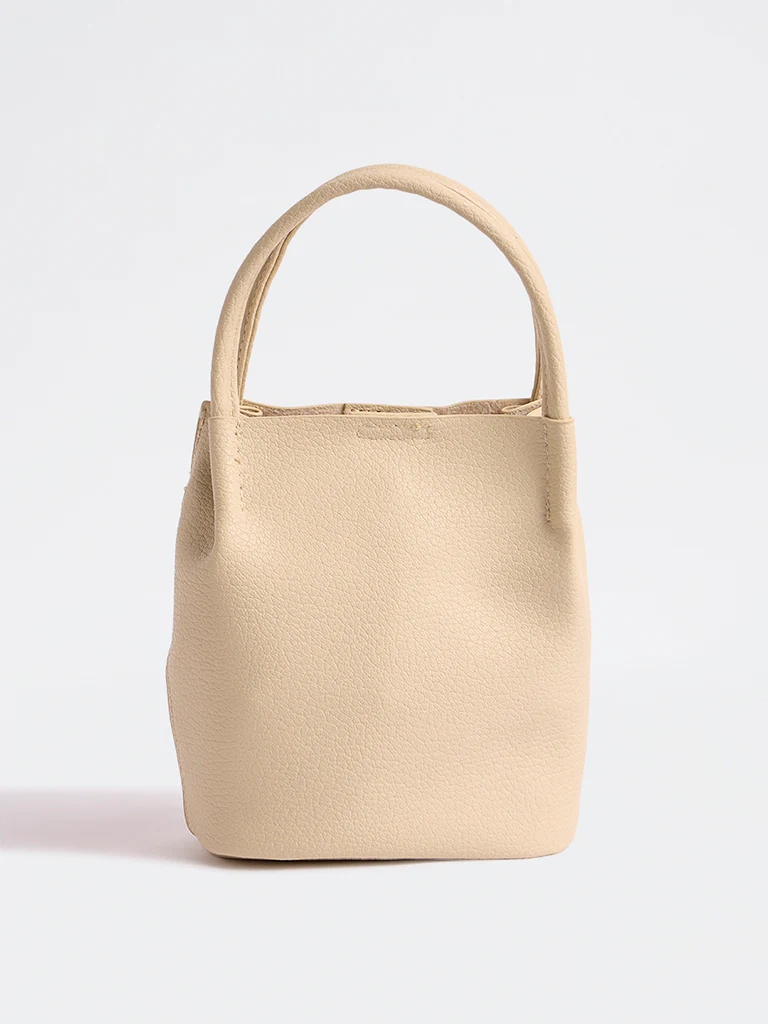 Westside Cream Textured Mobile Sling Bag with a Pouch