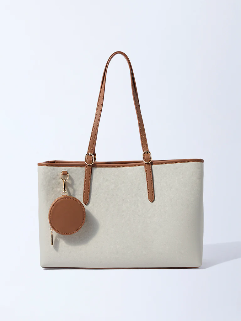 Westside Cream Tote Bag with Pouch