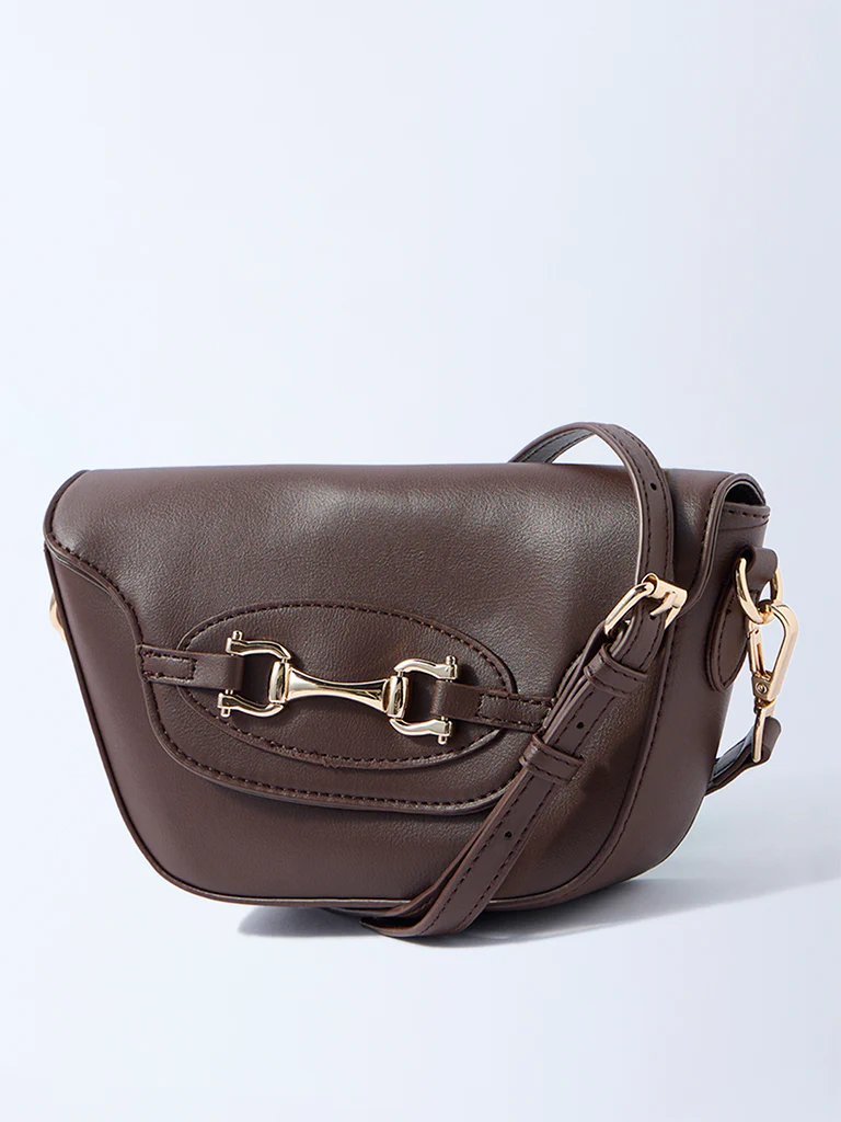 Westside Dark Brown Hardware-Detailed Sling Bag - Image 3