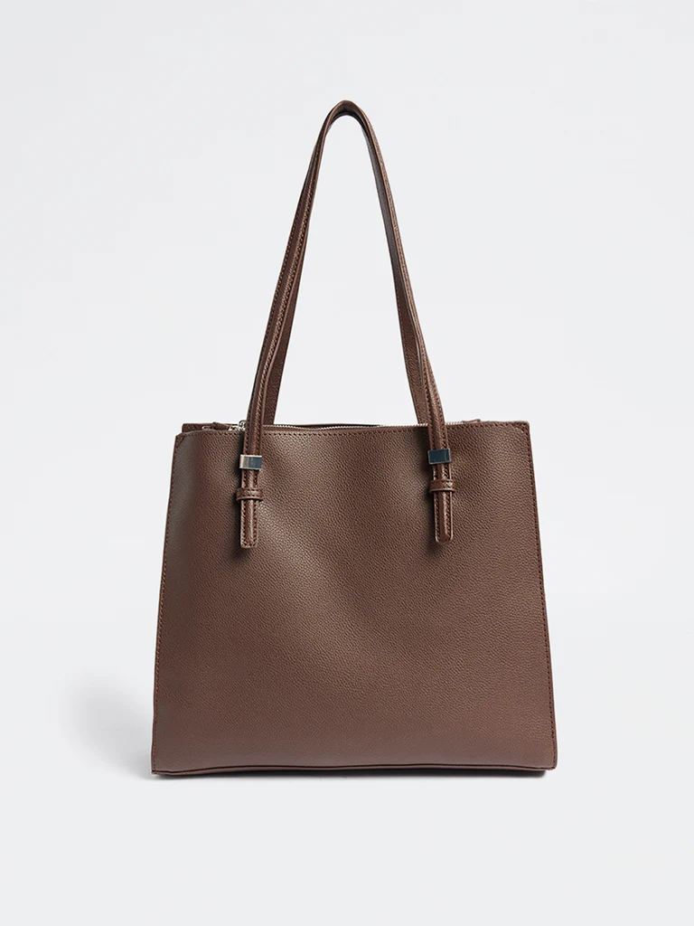Westside Dark Brown Textured Tote Bag