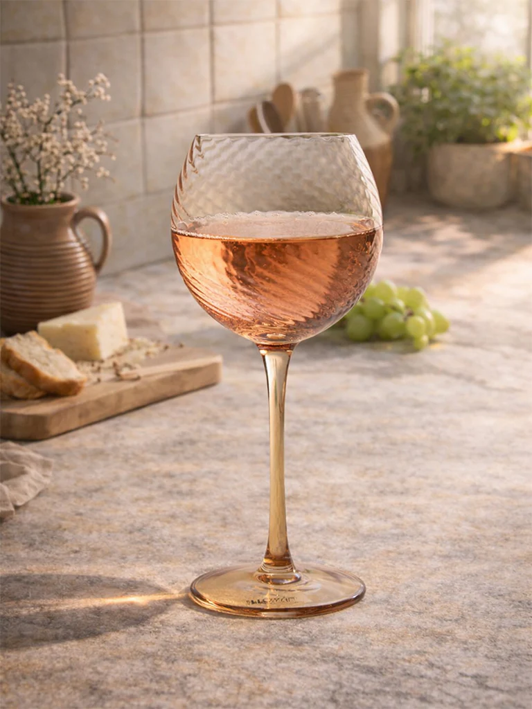 Westside Home Amber Round Swirl Coupe Glass