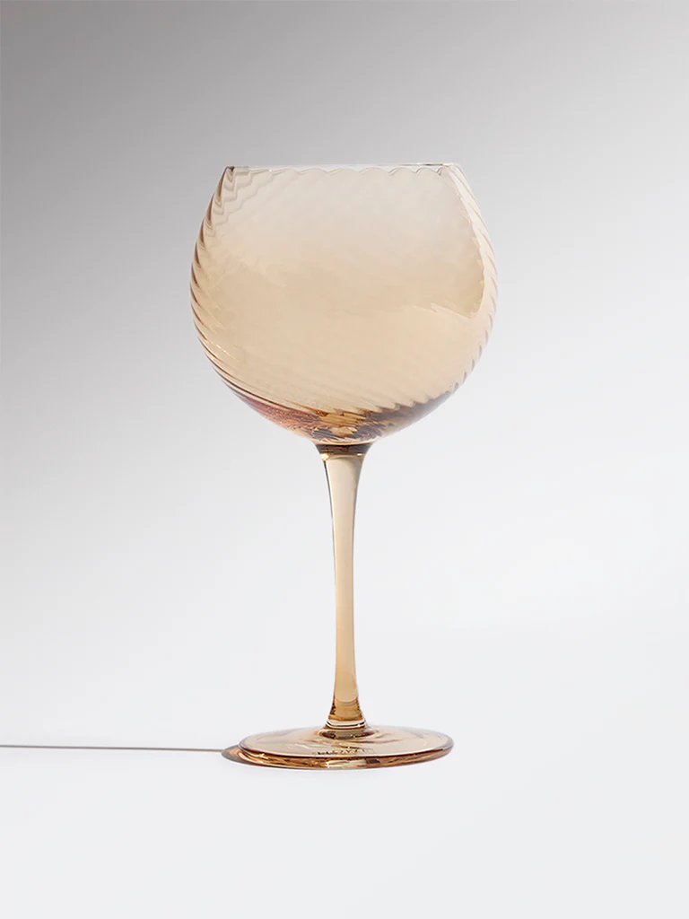 Westside Home Amber Round Swirl Coupe Glass - Image 2